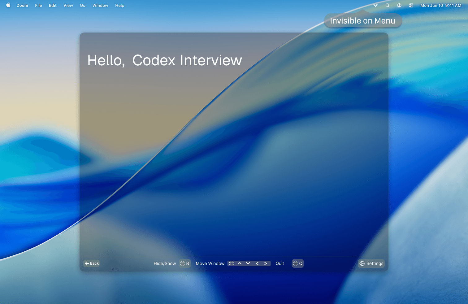 Invisible on Menu Bar